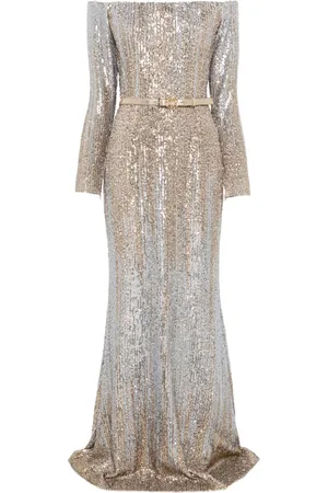 Elie saab Off-shoulder sequinned gown