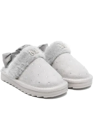 MONNALISA Rhinestone suede slippers
