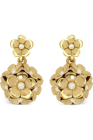 Oscar de la Renta Flower drop clip-on earrings