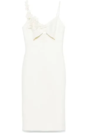 ERMANNO SCERVINO 3D floral-appliqué virgin wool midi dress