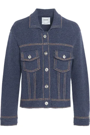 Barrie Contrast-stitch knitted jacket