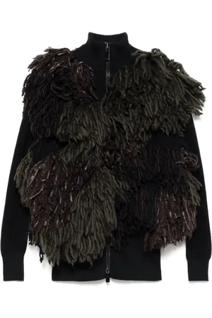 SACAI Faux-fur embellishment cardigan