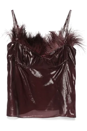 Salvatore Ferragamo Feather-embellished organza top
