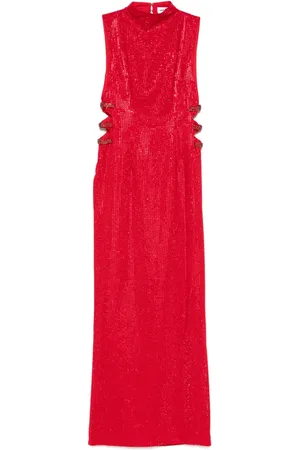 Self-Portrait Rhinestoned crepe maxi dress