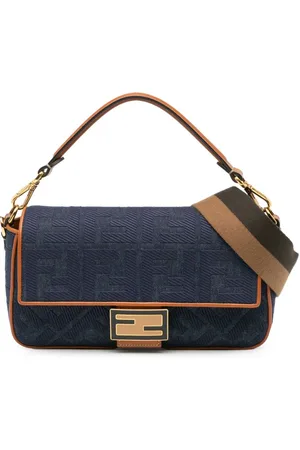 Fendi 2010-2023 Zucca Embroidered Denim Baguette satchel