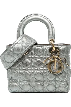 Dior 2017 Small Metallic Calfskin Cannage Supple Lady Dior satchel