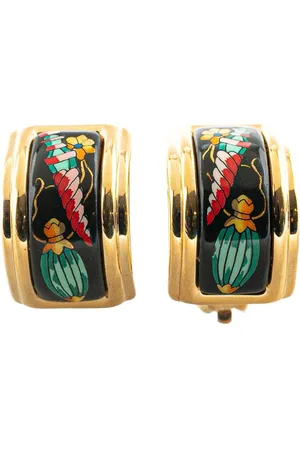 Hermès 20th Century Enamel Cloisonne Clip On costume earrings
