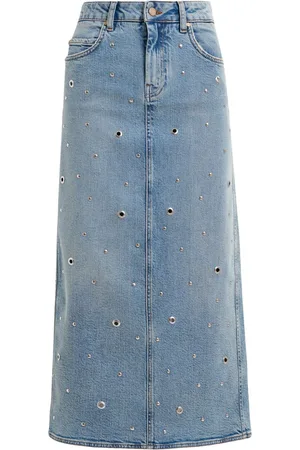 Essentiel Antwerp Geyelet denim midi skirt