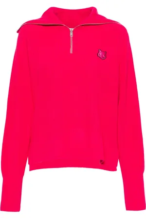 Maison Kitsuné Bold fox head patch half zip ribbed jumper
