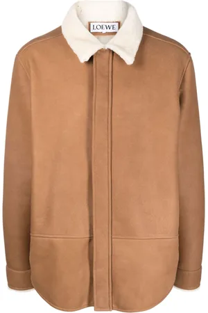Loewe Anagram-embossed leather shirt jacket