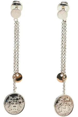 Hermès 21st Century Sterling Ex-Libris Push Back costume earrings