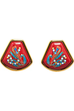 Hermès 20th Century Cloisonne Enamel Clip On costume earrings