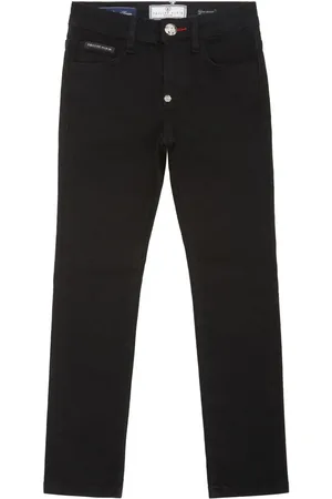 Philipp Plein Logo-patch five-pocket straight-leg jeans