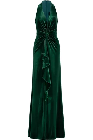 Tadashi Shoji Cider Twist-Drape velvet gown