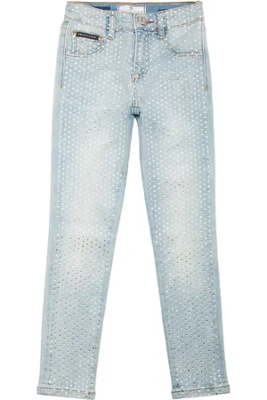 Philipp Plein Crystal-embellished five-pocket straight-leg jeans