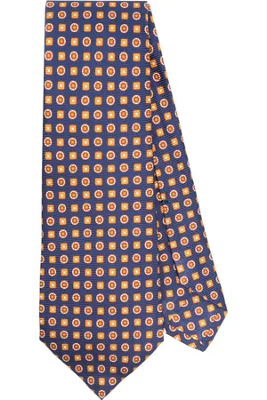 Kiton Geometric-print silk tie