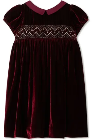 BONPOINT Embroidered velvet dress