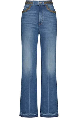 VALENTINO GARAVANI Braid-embellished bootcut jeans