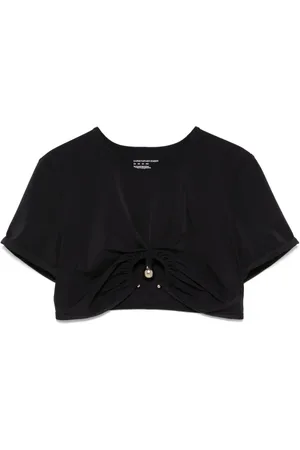 CHRISTOPHER ESBER Ruched orbit-detail crop top