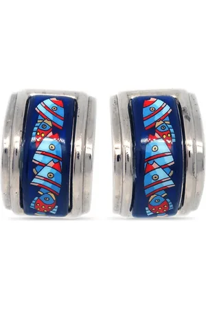 Hermès 1990-2000s enamel cloisonne clip-on earrings