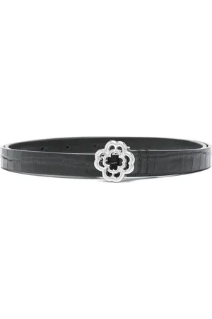 Maje Slim crocodile-effect leather Clover belt