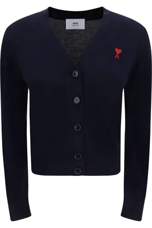 Ami Logo-embroidered merino wool cardigan
