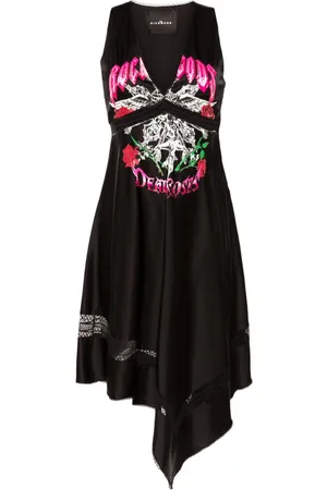 John Richmond Asymmetric graphic-print midi dress