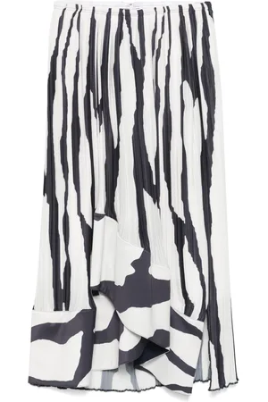 Lanvin Zebra-print pleated midi skirt