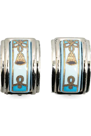 Hermès 20th Century Enamel Cloisonne Clip On costume earrings