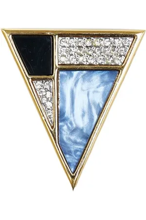 Saint Laurent 2010-2023 Plated Triangle Rhinestones costume brooch