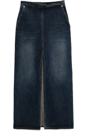 pushBUTTON Washed denim skirt