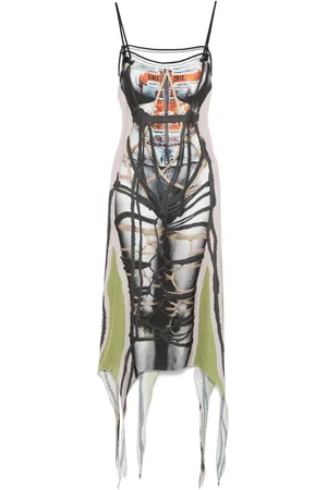Y / PROJECT Bondage-print midi dress