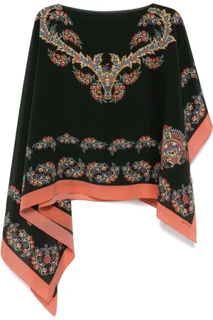Etro Floral-print silk poncho