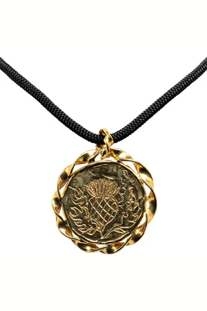 Saint Laurent 20th Century Plated Pineapple Discs Lariat costume necklace