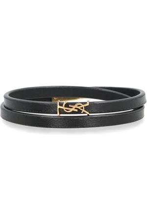 Saint Laurent Double-wrap leather bracelet