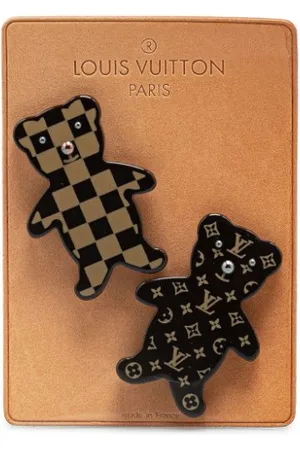 LOUIS VUITTON 2005 Monogram Nonours Teddy Bear Pin Set costume brooch