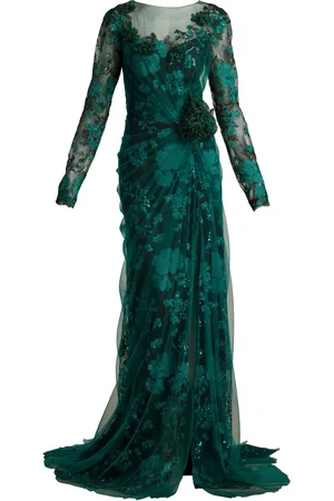 Tadashi Shoji Floral-appliqu?? tulle gown