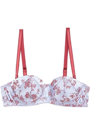 FLEUR DU MAL Rose-jacquard balconette bra