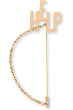 Moschino Help-lettering chain-detail brooch