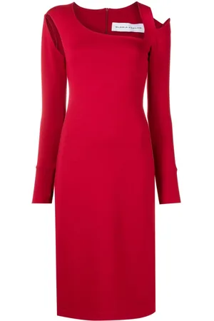 Gloria Coelho Asymmetric-neck midi dress