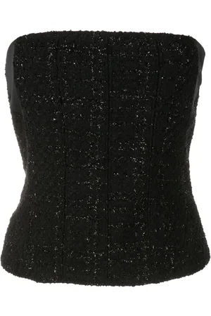 Gloria Coelho Metallic check-pattern strapless top