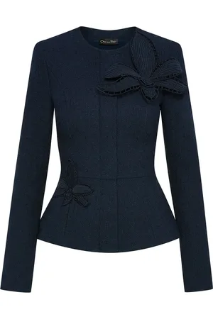 Oscar de la Renta Orchid embroidered tweed jacket