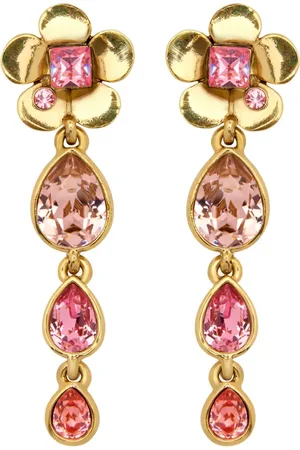 Oscar de la Renta Flower Teardrop clip-on earrings