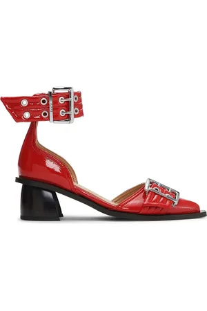 Ganni Buckled open cut pumps