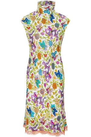 SHANGHAI TANG Silk floral-print dress