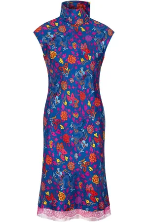 SHANGHAI TANG Silk floral-print dress