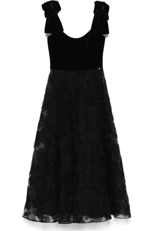 NISSA Floral-appliqué midi dress