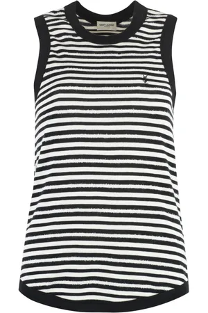 Saint Laurent Logo-embroidered striped tank top