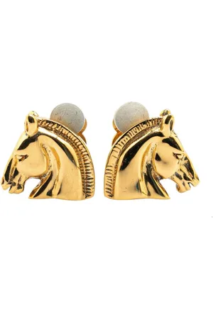 Hermès 2000-2010 Plated Cheval Clip On costume earrings
