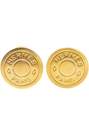Hermès 20th Century Plated Bijouterie Fantaisie Clou De Selle Clip On costume earrings